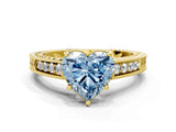 Yellow gold Fancy Blue Heart Cut Diamond Ring with Milgrain Pavé Band and Four-Prong Setting_20
