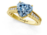 Yellow gold Fancy Blue Heart Cut Diamond Ring with Milgrain Pavé Band and Four-Prong Setting_21