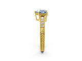 Yellow gold Fancy Blue Heart Cut Diamond Ring with Milgrain Pavé Band and Four-Prong Setting_22