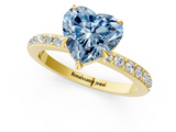Yellow gold Fancy Blue Heart  Cut Diamond Ring with Pavé Band and Four-Prong Setting_54