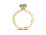 Yellow gold Fancy Blue Heart  Cut Diamond Ring with Pavé Band and Four-Prong Setting_56