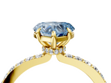 Yellow gold Fancy Blue Heart  Cut Diamond Ring with Pavé Band and Four-Prong Setting_57