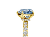 Yellow gold Fancy Blue Heart  Cut Diamond Ring with Pavé Band and Four-Prong Setting_58