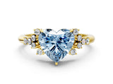 Yellow gold Fancy Blue Heart Cut Diamond Ring with Side Stones and Four-Prong Setting_77