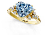 Yellow gold Fancy Blue Heart Cut Diamond Ring with Side Stones and Four-Prong Setting_78