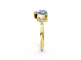 Yellow gold Fancy Blue Heart Cut Diamond Ring with Side Stones and Four-Prong Setting_79