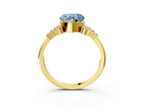 Yellow gold Fancy Blue Heart Cut Diamond Ring with Side Stones and Four-Prong Setting_80