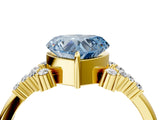 Yellow gold Fancy Blue Heart Cut Diamond Ring with Side Stones and Four-Prong Setting_81