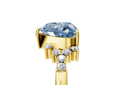 Yellow gold Fancy Blue Heart Cut Diamond Ring with Side Stones and Four-Prong Setting_82