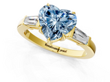 Yellow gold Fancy Blue Heart  Cut Diamond Ring with Tapered Baguette Side Stones in Four-Prong Setting_4