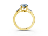 Yellow gold Fancy Blue Heart  Cut Diamond Ring with Tapered Baguette Side Stones in Four-Prong Setting_6
