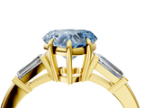 Yellow gold Fancy Blue Heart  Cut Diamond Ring with Tapered Baguette Side Stones in Four-Prong Setting_7