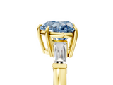 Yellow gold Fancy Blue Heart  Cut Diamond Ring with Tapered Baguette Side Stones in Four-Prong Setting_8