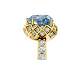Yellow gold Fancy Blue Heart Cut Diamond Scalloped Halo Engagement Ring with Round Shared Prong Band_17