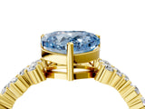 Yellow gold Fancy Blue Heart Cut Diamond Scattered Round Accent Ring with Prong Setting_16
