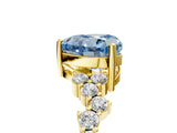 Yellow gold Fancy Blue Heart Cut Diamond Scattered Round Accent Ring with Prong Setting_17