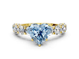 Yellow gold Fancy Blue Heart Cut Diamond Side Stone Engagement Ring with Four-Prong Setting_24