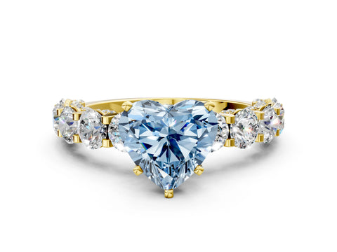 Yellow gold Fancy Blue Heart Cut Diamond Side Stone Engagement Ring with Four-Prong Setting_24
