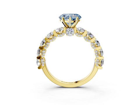 Yellow gold Fancy Blue Heart Cut Diamond Side Stone Engagement Ring with Four-Prong Setting_27