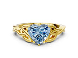 Yellow gold Fancy Blue Heart Cut Diamond Solitaire Celtic Knot Ring with Four-Prong Setting_40