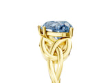Yellow gold Fancy Blue Heart Cut Diamond Solitaire Celtic Knot Ring with Four-Prong Setting_45