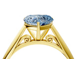 Yellow gold Fancy Blue Heart Cut Diamond Solitaire Engagement Ring with Cathedral Setting and Four-Prong Mount_100