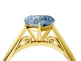 Yellow gold Fancy Blue Heart Cut Diamond Solitaire Engagement Ring with Cathedral Setting and Four-Prong Mount_136