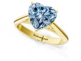 Yellow gold Fancy Blue Heart Cut Diamond Solitaire Engagement Ring with Cathedral Setting and Four-Prong Mount_97