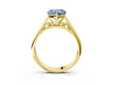 Yellow gold Fancy Blue Heart Cut Diamond Solitaire Engagement Ring with Cathedral Setting and Four-Prong Mount_99