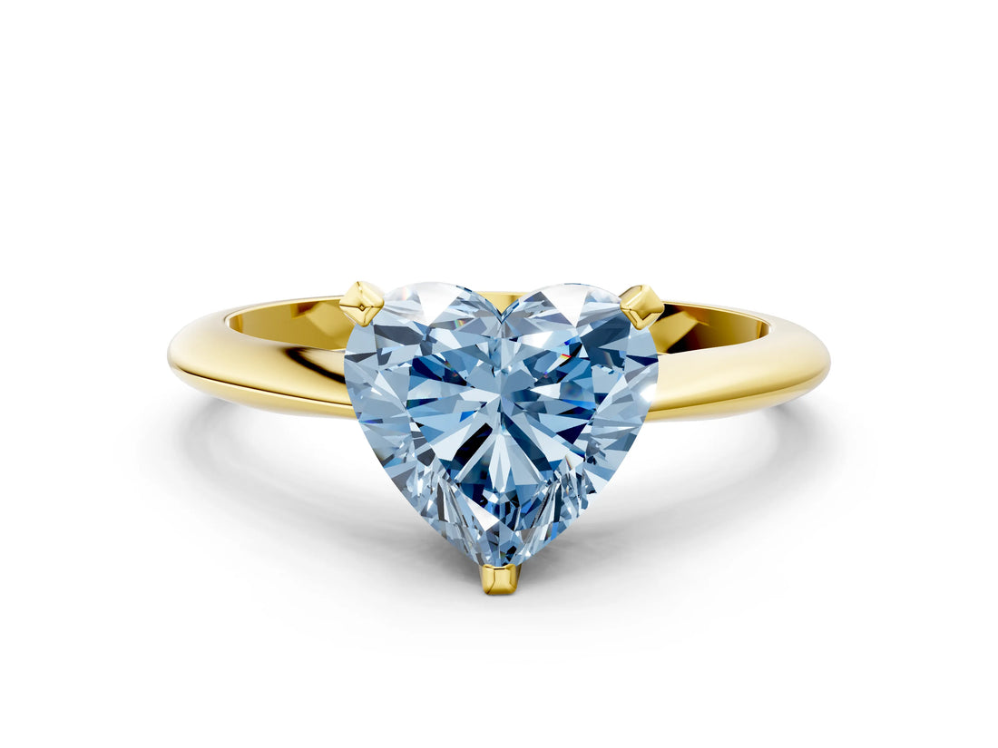 Yellow gold Fancy Blue Heart Cut Diamond Solitaire Engagement Ring with Classic Band and Four-Prong Setting_24