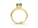 Yellow gold Fancy Blue Heart Cut Diamond Solitaire Engagement Ring with Round Band and Four-Prong Setting_210
