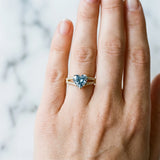 Yellow gold Fancy Blue Heart Cut Diamond Solitaire Engagement Ring with Split Shank Pavé Band_409