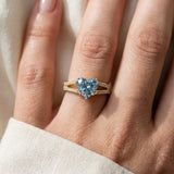 Yellow gold Fancy Blue Heart Cut Diamond Solitaire Engagement Ring with Split Shank Pavé Band_412