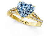 Yellow gold Fancy Blue Heart Cut Diamond Solitaire Engagement Ring with Twisted Pavé Band and Four-Prong Setting_34