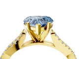 Yellow gold Fancy Blue Heart Cut Diamond Solitaire Engagement Ring with Twisted Pavé Band and Four-Prong Setting_37