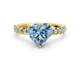 Yellow gold Fancy Blue Heart Cut Diamond Solitaire Pavé Engagement Ring with Round Band and Prong Setting_38