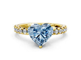 Yellow gold Fancy Blue Heart Cut Diamond Solitaire Pavé Engagement Ring with Round Band and Prong Setting_74