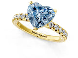 Yellow gold Fancy Blue Heart Cut Diamond Solitaire Pavé Engagement Ring with Round Band and Prong Setting_75