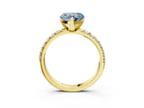 Yellow gold Fancy Blue Heart Cut Diamond Solitaire Pavé Engagement Ring with Round Band and Prong Setting_77