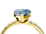 Yellow gold Fancy Blue Heart Cut Diamond Solitaire Pavé Engagement Ring with Round Band and Prong Setting_78