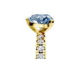 Yellow gold Fancy Blue Heart Cut Diamond Solitaire Pavé Engagement Ring with Round Band and Prong Setting_79