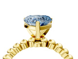 Yellow gold Fancy Blue Heart Cut Diamond Solitaire Ring with Beaded Band and Prong Setting_300
