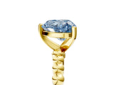 Yellow gold Fancy Blue Heart Cut Diamond Solitaire Ring with Beaded Band and Prong Setting_301