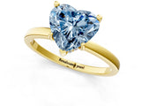 Yellow gold Fancy Blue Heart Cut Diamond Solitaire Ring with Classic Band and Four-Prong Setting_1