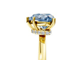 Yellow gold Fancy Blue Heart Cut Diamond Solitaire Ring with Classic Band and Four-Prong Setting_5
