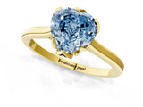 Yellow gold Fancy Blue Heart Cut Diamond Solitaire Ring with Flower Prong Setting and Classic Band_37