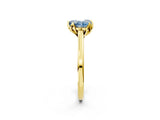 Yellow gold Fancy Blue Heart Cut Diamond Solitaire Ring with Flower Prong Setting and Classic Band_38