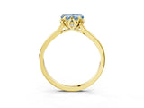 Yellow gold Fancy Blue Heart Cut Diamond Solitaire Ring with Flower Prong Setting and Classic Band_39
