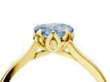 Yellow gold Fancy Blue Heart Cut Diamond Solitaire Ring with Flower Prong Setting and Classic Band_40