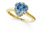 Yellow gold Fancy Blue Heart Cut Diamond Solitaire Ring with Flower Prong Setting and Classic Band_77
